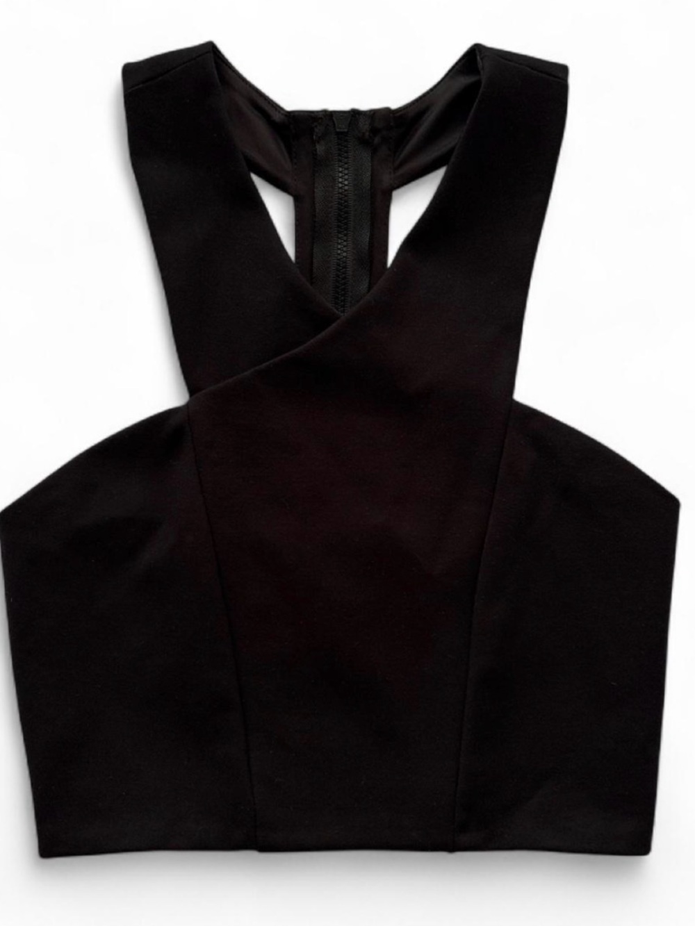 Express Black Cross-Front Crop Top